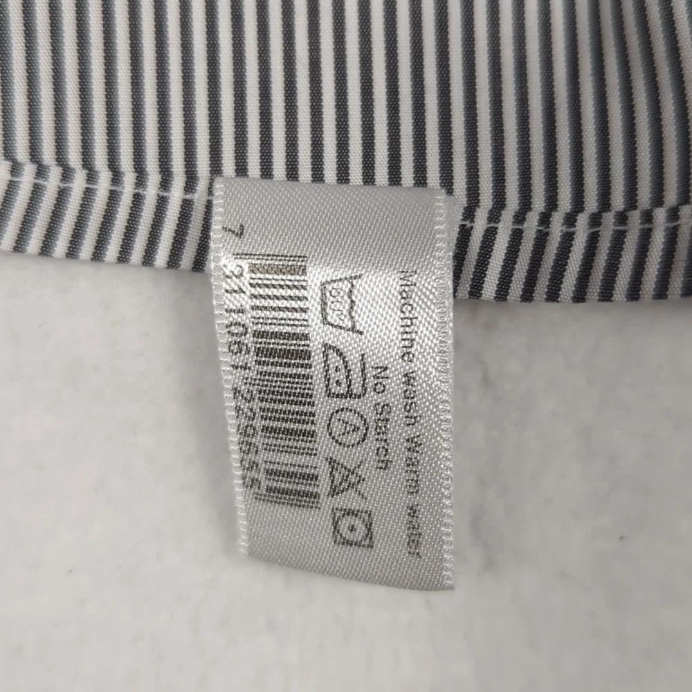 Eton Striped Long‎ Sleeve Button-up Gray & White Mens Size 16.5 XL